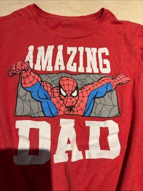 Amazing Dad Red Kids Tee with Spider Graphic